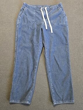 J. Crew Women's Large Blue Tie Waist High Rise Straight Leg Corduroy Camp Pant